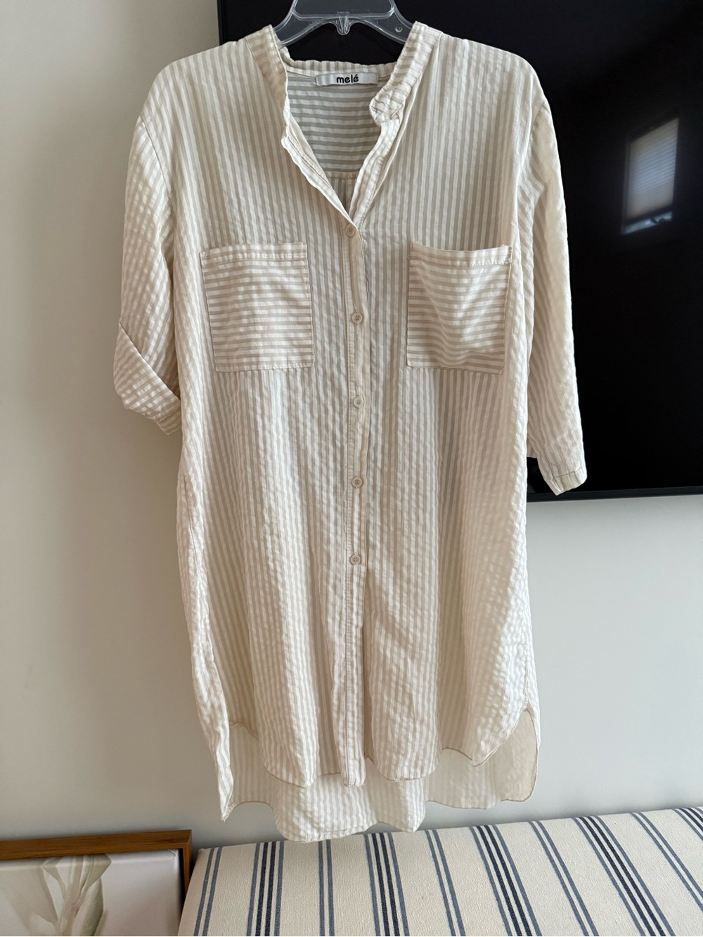 Mele Swim cover up button down midi shirt